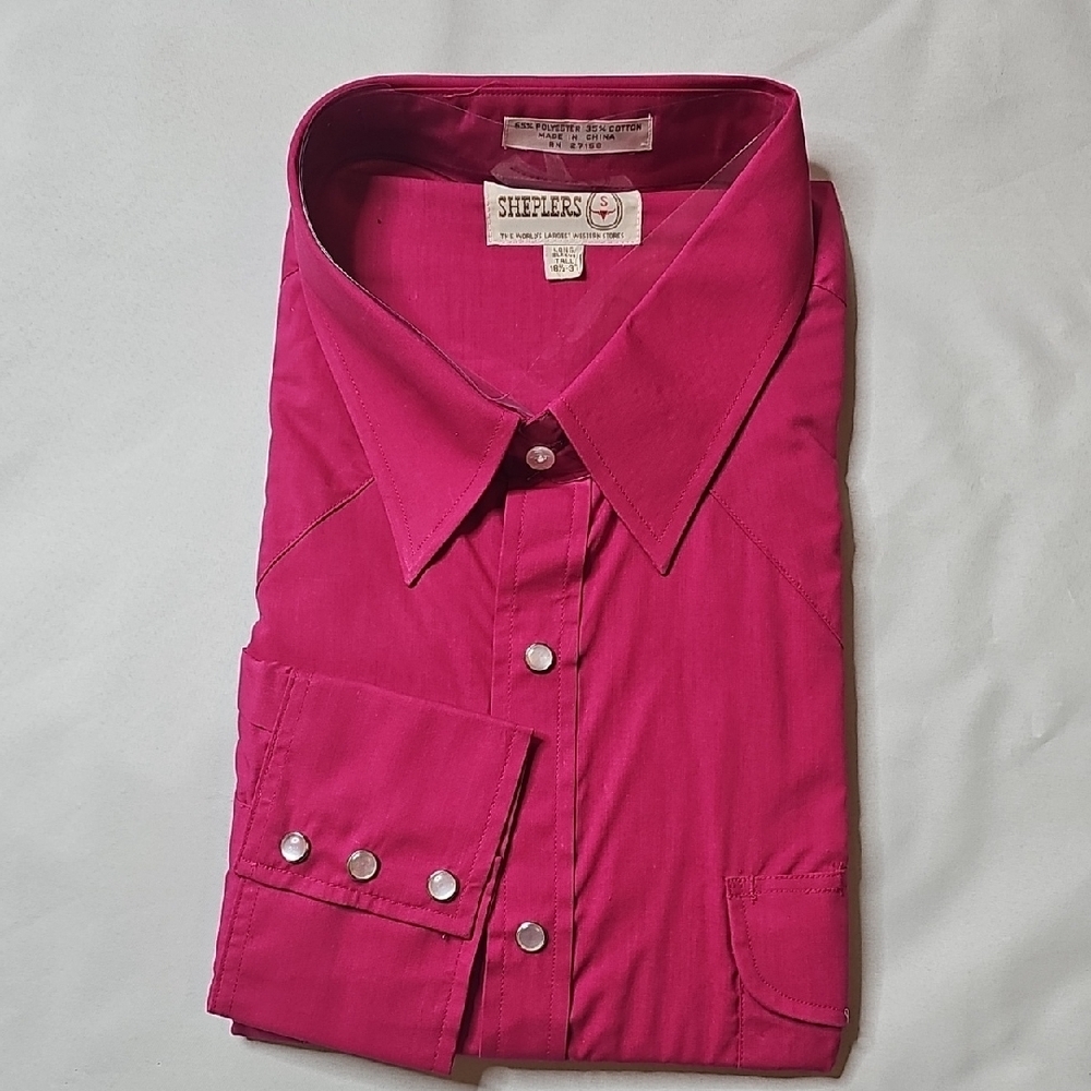 Sheplers Men's Fuchsia Button Down Shirt Longsleeve